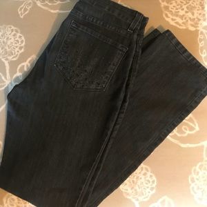 NYDJ Charcoal Embellished Straight Leg